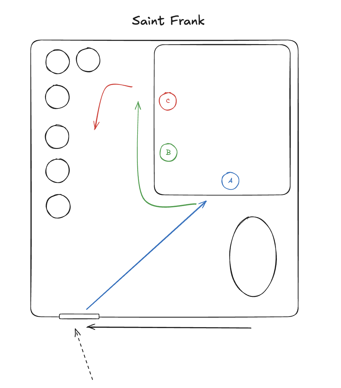 Diagram of Saint Frank shop layout